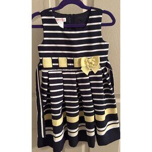 Jessica Ann Girls Dress Size 5 Navy Blue White Yellow